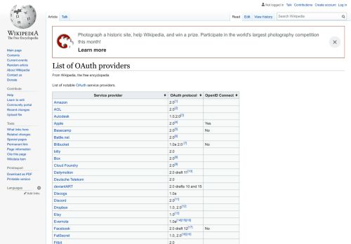 
                            9. List of OAuth providers - Wikipedia