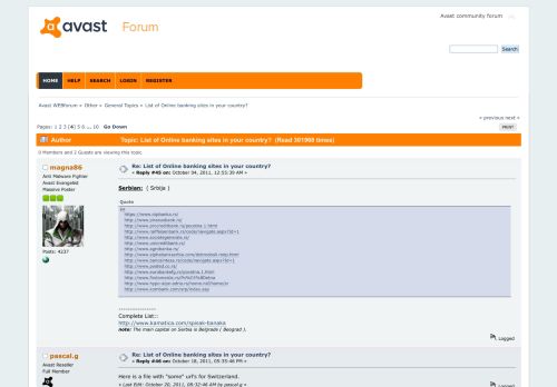 
                            10. List of Online banking sites in your country? - Avast WEBforum