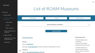 
                            5. List of ROAM Museums - ROAM - Reciprocal Organization of ...