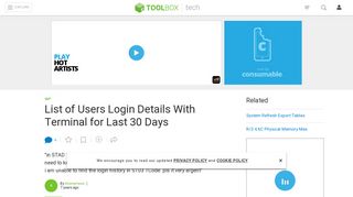 
                            10. List of Users Login Details With Terminal for Last 30 Days - IT Toolbox