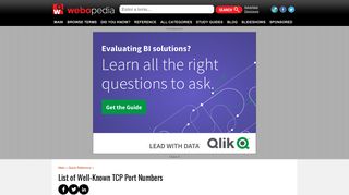 
                            8. List of Well-Known TCP Port Numbers - Webopedia Reference