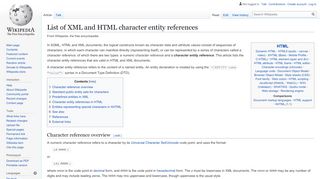 
                            13. List of XML and HTML character entity references - Wikipedia