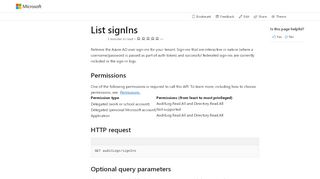 
                            13. List signIns - Microsoft Graph beta | Microsoft Docs