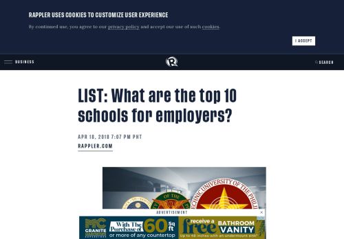 
                            9. LIST: What are the top 10 schools for employers? - Rappler