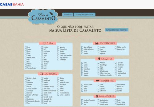 
                            1. Lista de Casamento - Casas Bahia