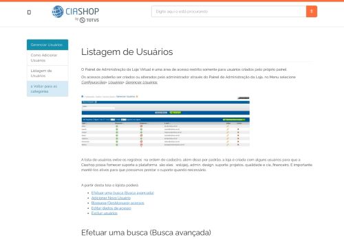 
                            13. Listagem de Usuários - Central de Suporte (Wiki) Ciashop