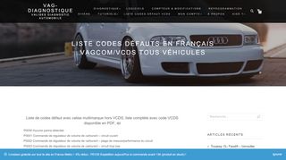 
                            9. Liste codes défauts en Français VagCom/VCDS tous véhicules ...