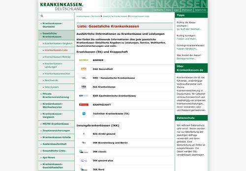 
                            5. Liste: Gesetzliche Krankenkassen - Krankenkassen.de