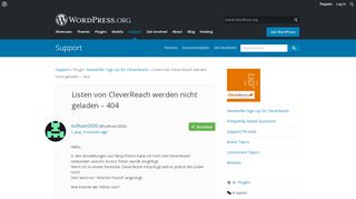 
                            10. Listen von CleverReach werden nicht geladen – 404 | WordPress.org