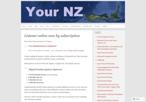 
                            8. Listener online now by subscription | Your NZ