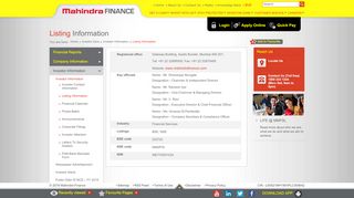 
                            9. Listing Information - Mahindra Finance