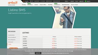 
                            6. Listino Prezzi - Servizio SMS | Hosting Aruba