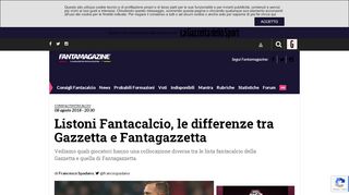 
                            10. Listoni Fantacalcio, le differenze tra Gazzetta e Fantagazzetta ...