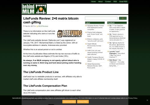 
                            7. LiteFunds Review: 2x6 matrix bitcoin cash gifting - BehindMLM