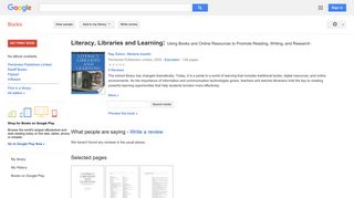 
                            11. Literacy, Libraries and Learning: Using Books and Online Resources ...