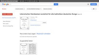 
                            8. Literarischer Handweiser zunächst für alle katholiken deutscher Zunge - Google Books-Ergebnisseite