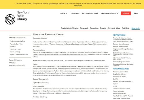 
                            12. Literature Resource Center | The New York Public Library