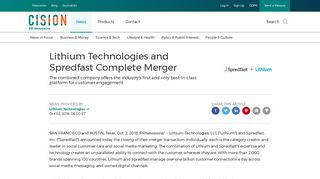 
                            11. Lithium Technologies and Spredfast Complete Merger - PR Newswire