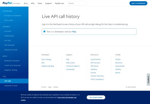 
                            9. Live API Call History - PayPal Developer