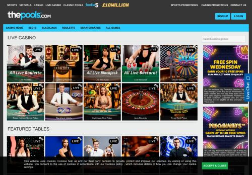 
                            10. Live Casino Games | Play Online at The Pools