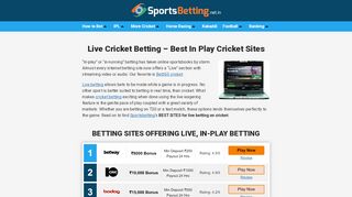 
                            8. Live Cricket Betting - In-Play Cricket Betting Bet365 and Beftair