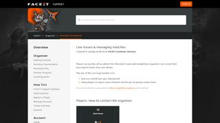 
                            12. Live Issues & Managing matches – FACEIT