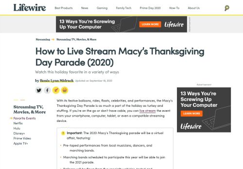 
                            4. Live Stream Macy's Thanksgiving Day Parade - Lifewire
