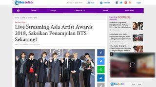 
                            7. Live Streaming Asia Artist Awards 2018, Saksikan Penampilan BTS ...