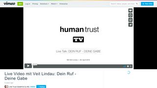 
                            10. Live Video mit Veit Lindau: Dein Ruf - Deine Gabe on Vimeo