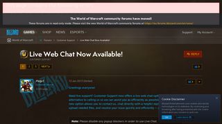 
                            10. Live Web Chat Now Available! - World of Warcraft Forums - Blizzard ...