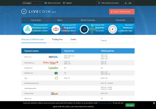 
                            4. Livecoin - Deposits and Withdrawals