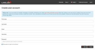 
                            3. Livelox - Create user account