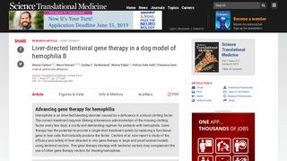 
                            11. Liver-directed lentiviral gene therapy in a dog model of hemophilia B ...