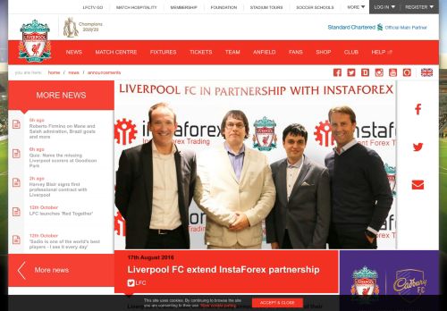 
                            8. Liverpool FC extend InstaForex partnership - Liverpool FC