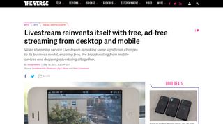 
                            1. Livestream reinvents itself with free, ad-free streaming from desktop ...