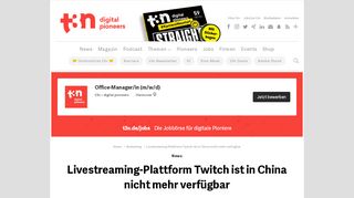 
                            10. Livestreaming-Plattform Twitch ist in China nicht mehr verfügbar | t3n ...