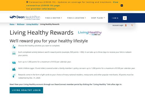 
                            7. Living Healthy Rewards - Dean Health Plan