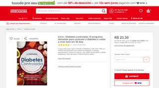
                            11. Livro - Diabetes Controlada nas Lojas Americanas.com