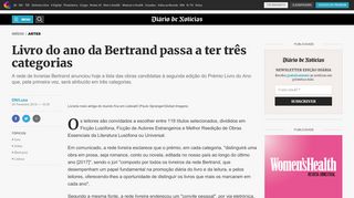 
                            11. Livro do ano da Bertrand passa a ter três categorias - Diário de Notícias