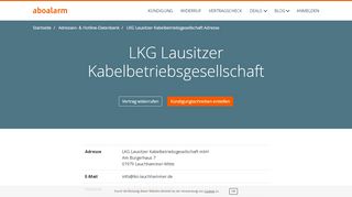 
                            11. LKG Lausitzer Kabelbetriebsgesellschaft Kontakt - Aboalarm