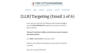 
                            5. [LLB] Targeting (Email 2 of 6) - Tiny Little Businesses (TLB) | by André ...