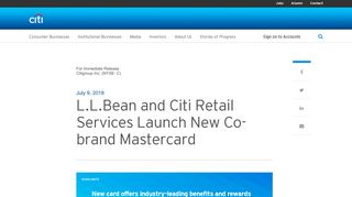 
                            9. L.L.Bean and Citi Retail Services Launch New Co-brand Mastercard