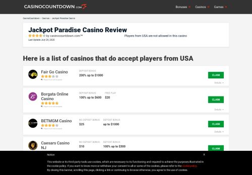 
                            9. ll▷Jackpot Paradise Casino Review ++ €/£800 | February 2019