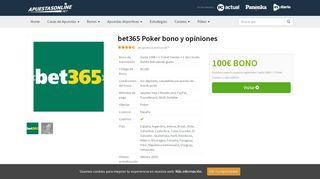 
                            7. lll▷ bet365 Poker | 5€ Sin Depósito + 5€ Tokens + 100€ GRATIS | 2019