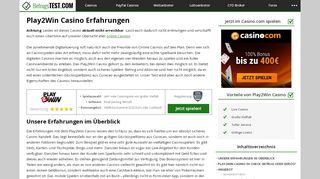 
                            6. lll▷ Play2Win Casino Betrug oder nicht? +++ Test auf Betrugstest.com