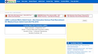 
                            7. LMRC Lucknow Metro Admit Card - Non Executive Various Post ...