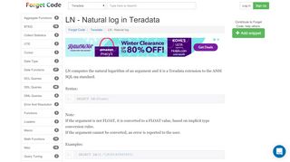 
                            5. LN - Natural log in Teradata - Forget Code