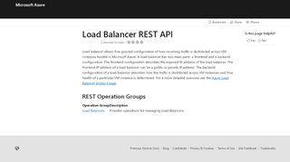 
                            9. Load Balancers REST API | Microsoft Docs