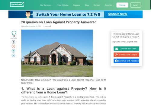 
                            12. Loan against property FAQs – Questions answered - SwitchMe