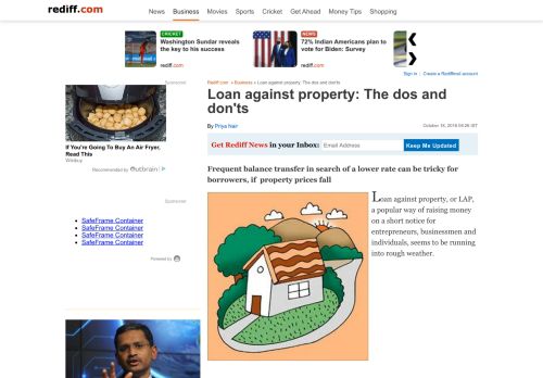 
                            13. Loan against property: The dos and don'ts - Rediff.com Business